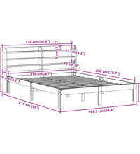 Bettgestell mit Kopfteil ohne Matratze Weiß 160x200 cm