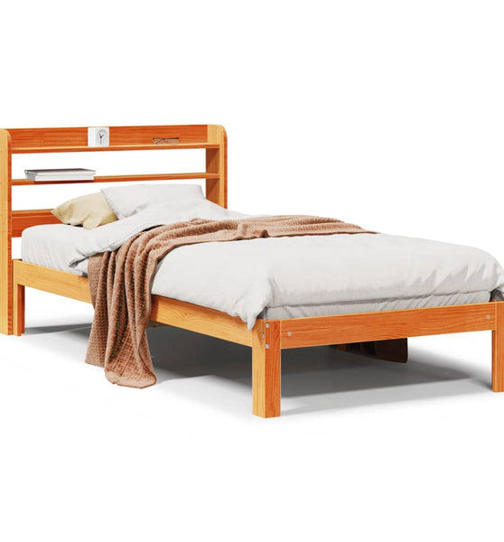 Massivholzbett ohne Matratze Wachsbraun 75x190 cm Kiefernholz