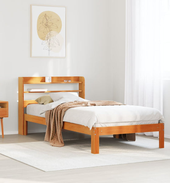 Massivholzbett ohne Matratze Wachsbraun 75x190 cm Kiefernholz