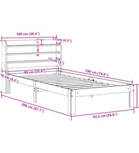 Massivholzbett ohne Matratze Wachsbraun 90x190 cm Kiefernholz