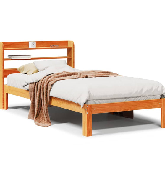 Massivholzbett ohne Matratze Wachsbraun 90x190 cm Kiefernholz