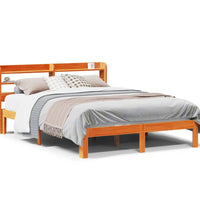 Massivholzbett ohne Matratze Wachsbraun 140x190 cm Kiefernholz