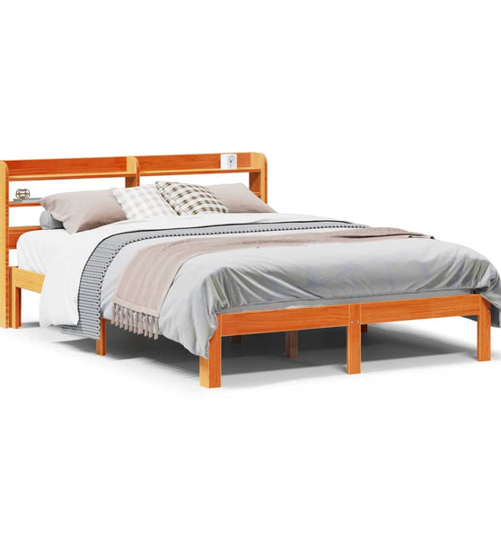 Massivholzbett ohne Matratze Wachsbraun 140x190 cm Kiefernholz