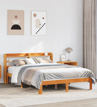 Massivholzbett ohne Matratze Wachsbraun 140x190 cm Kiefernholz