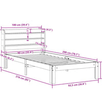 Massivholzbett ohne Matratze Wachsbraun 90x200 Kiefernholz
