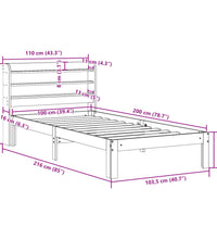 Massivholzbett ohne Matratze Wachsbraun 100x200 Kiefernholz