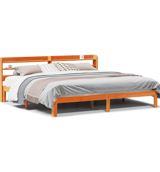 Massivholzbett ohne Matratze Wachsbraun 180x200 Kiefernholz