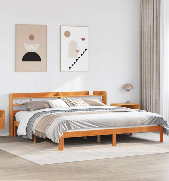 Massivholzbett ohne Matratze Wachsbraun 180x200 Kiefernholz