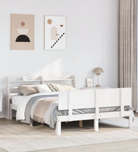 Bettgestell mit Kopfteil ohne Matratze Weiß 135x190 cm