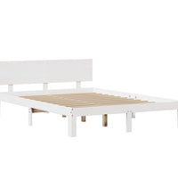 Bettgestell mit Kopfteil ohne Matratze Weiß 135x190 cm