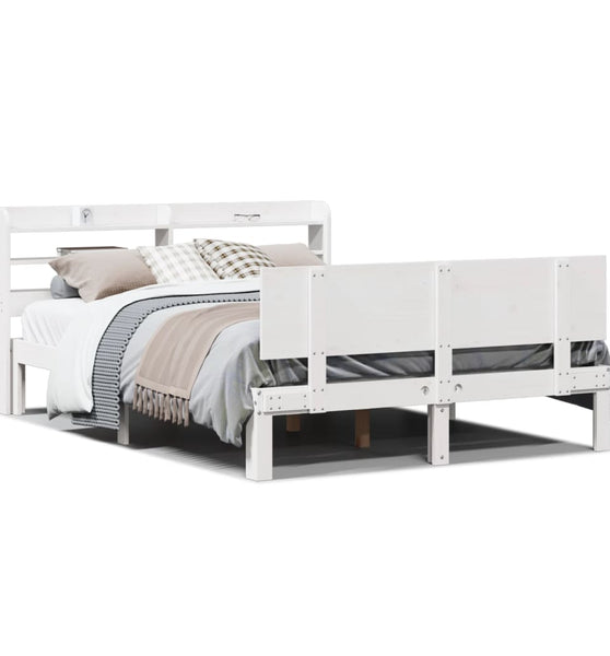 Bettgestell mit Kopfteil ohne Matratze Weiß 135x190 cm