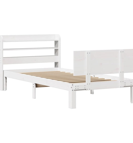 Bettgestell mit Kopfteil ohne Matratze Weiß 100x200 cm