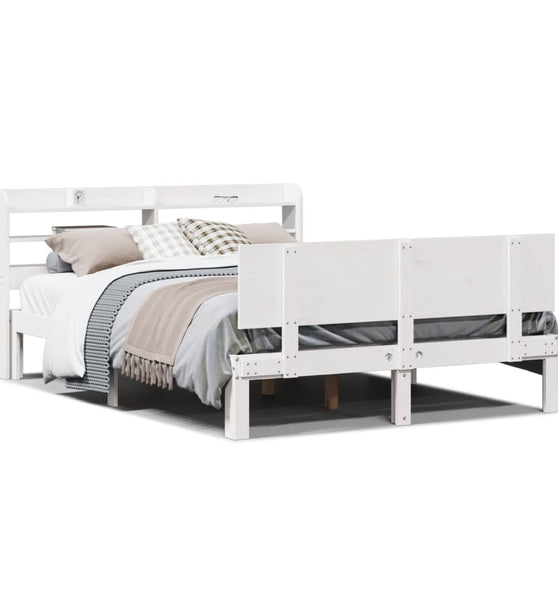Bettgestell mit Kopfteil ohne Matratze Weiß 140x200 cm
