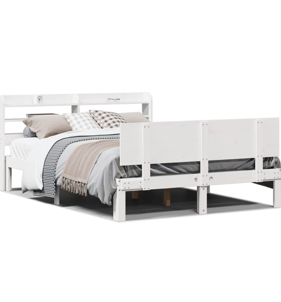 Bettgestell mit Kopfteil ohne Matratze Weiß 150x200 cm