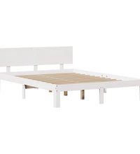 Bettgestell mit Kopfteil ohne Matratze Weiß 160x200 cm