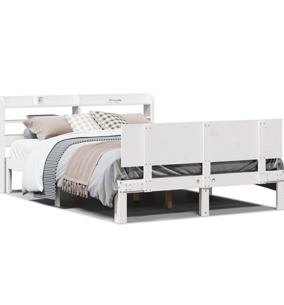 Bettgestell mit Kopfteil ohne Matratze Weiß 160x200 cm