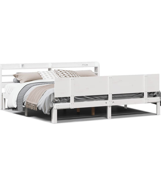 Bettgestell mit Kopfteil ohne Matratze Weiß 200x200 cm