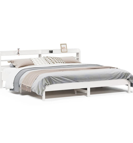 Massivholzbett ohne Matratze Weiß 200x200 cm Kiefernholz