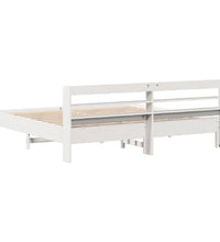 Massivholzbett ohne Matratze Weiß 200x200 cm Kiefernholz