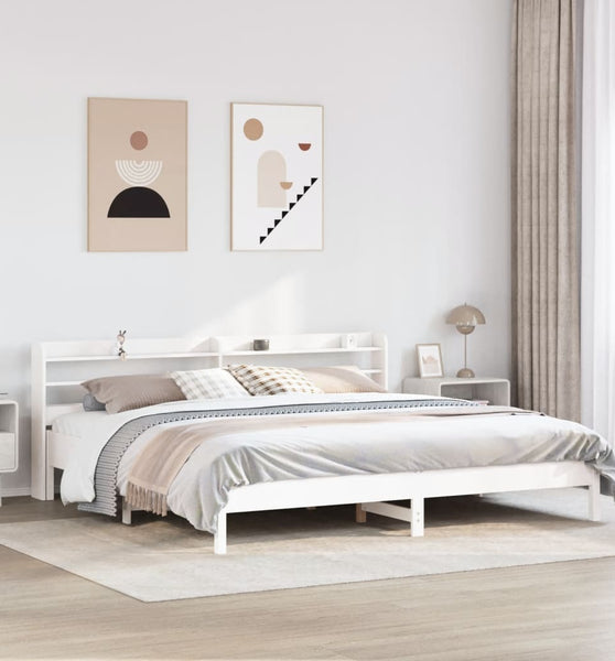Massivholzbett ohne Matratze Weiß 200x200 cm Kiefernholz