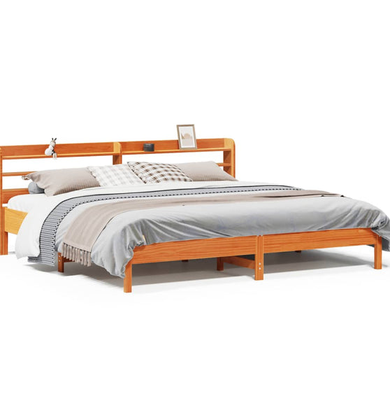 Massivholzbett ohne Matratze Wachsbraun 200x200 Kiefernholz