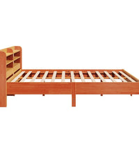 Massivholzbett ohne Matratze Wachsbraun 200x200 Kiefernholz