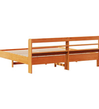 Massivholzbett ohne Matratze Wachsbraun 200x200 Kiefernholz