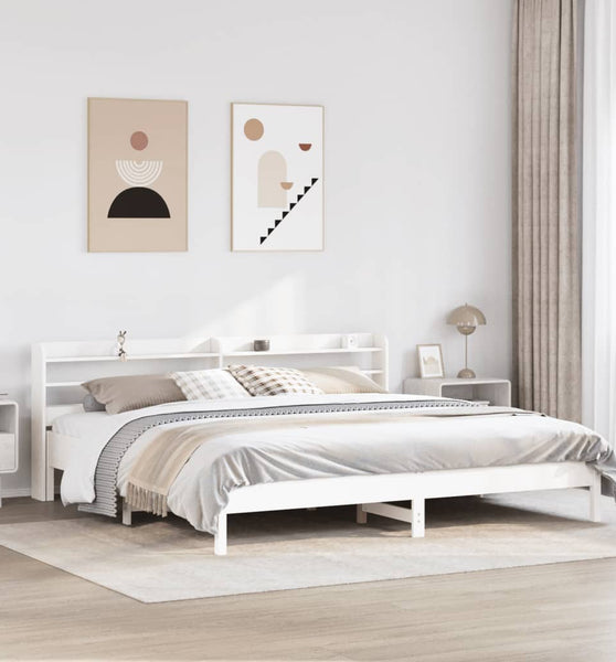 Massivholzbett ohne Matratze Weiß 180x200 cm Kiefernholz