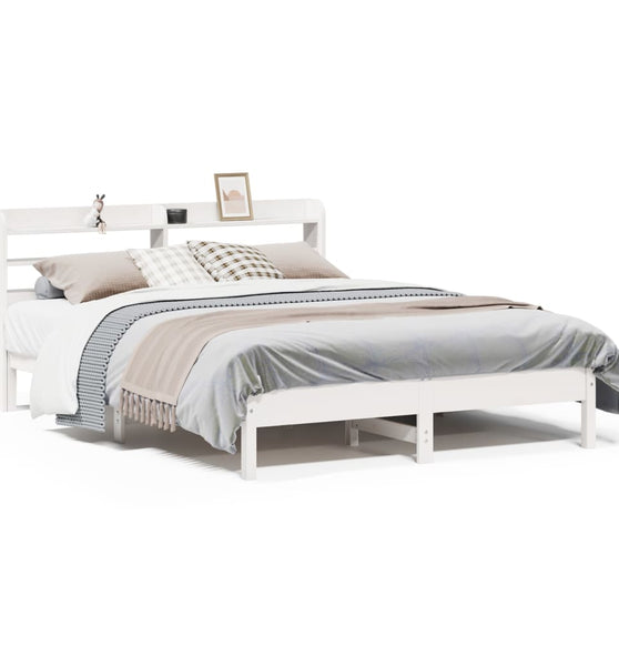 Massivholzbett ohne Matratze Weiß 150x200 cm Kiefernholz