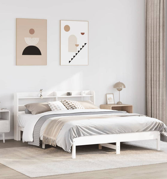 Massivholzbett ohne Matratze Weiß 140x200 cm Kiefernholz