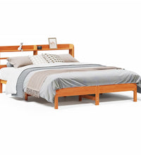 Massivholzbett ohne Matratze Wachsbraun 140x200 cm Kiefernholz