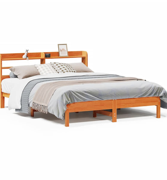 Massivholzbett ohne Matratze Wachsbraun 140x200 cm Kiefernholz