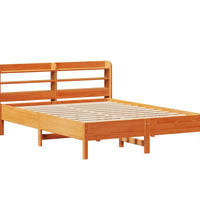 Massivholzbett ohne Matratze Wachsbraun 140x200 cm Kiefernholz