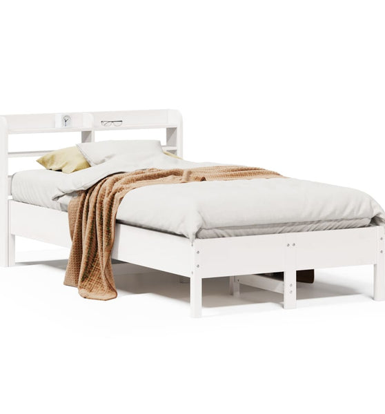 Massivholzbett ohne Matratze Weiß 100x200 cm Kiefernholz