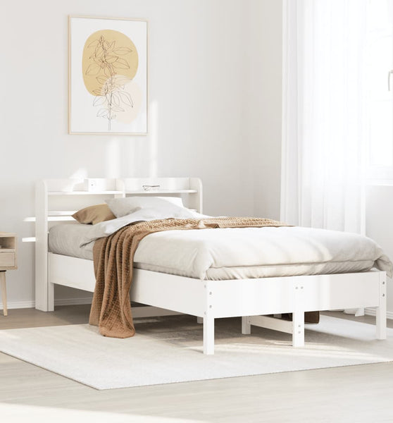 Massivholzbett ohne Matratze Weiß 100x200 cm Kiefernholz