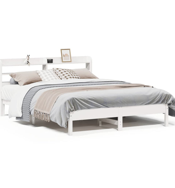 Massivholzbett ohne Matratze Weiß 140x190 cm Kiefernholz