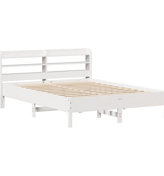 Massivholzbett ohne Matratze Weiß 135x190 cm Kiefernholz