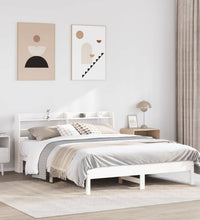 Massivholzbett ohne Matratze Weiß 135x190 cm Kiefernholz