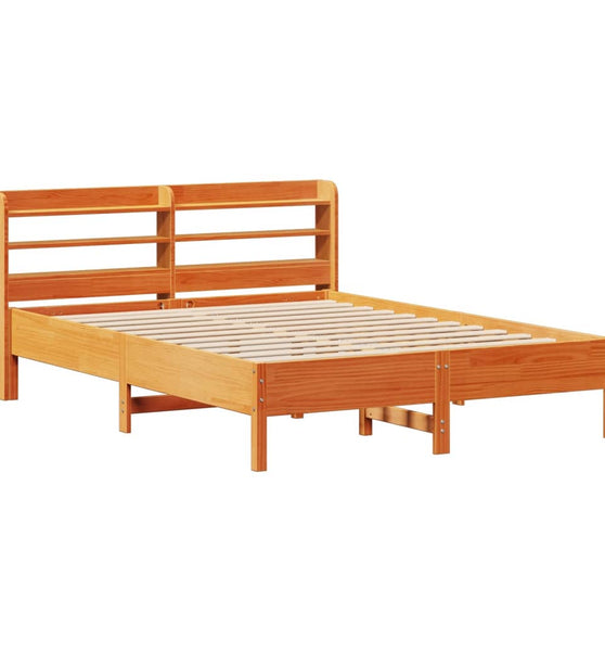 Massivholzbett ohne Matratze Wachsbraun 135x190 cm Kiefernholz