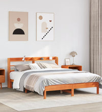 Massivholzbett ohne Matratze Wachsbraun 135x190 cm Kiefernholz