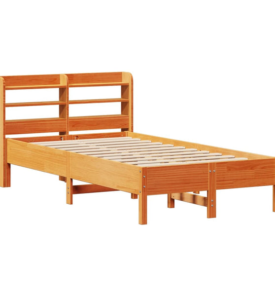 Massivholzbett ohne Matratze Wachsbraun 120x190 cm Kiefernholz