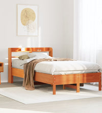 Massivholzbett ohne Matratze Wachsbraun 90x190 cm Kiefernholz