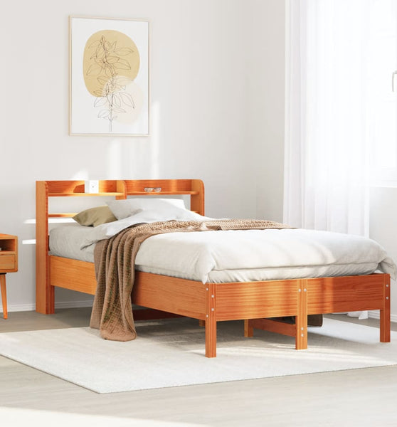 Massivholzbett ohne Matratze Wachsbraun 90x190 cm Kiefernholz