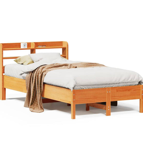 Massivholzbett ohne Matratze Wachsbraun 75x190 cm Kiefernholz