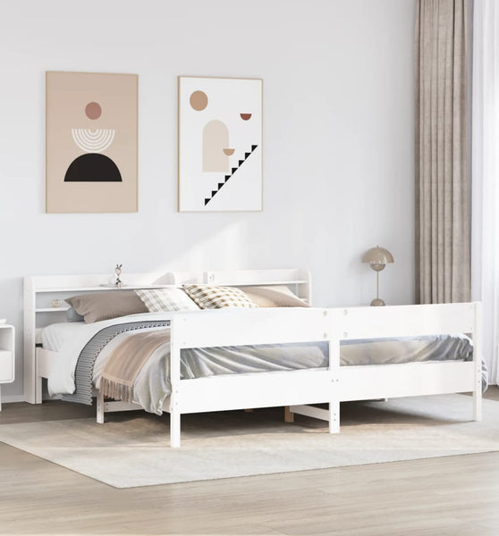 Massivholzbett ohne Matratze Weiß 200x200 cm Kiefernholz