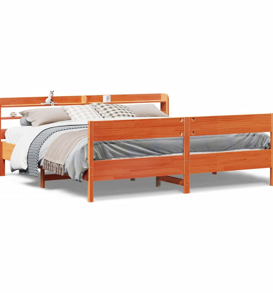 Massivholzbett ohne Matratze Wachsbraun 200x200 Kiefernholz