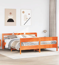 Massivholzbett ohne Matratze Wachsbraun 200x200 Kiefernholz