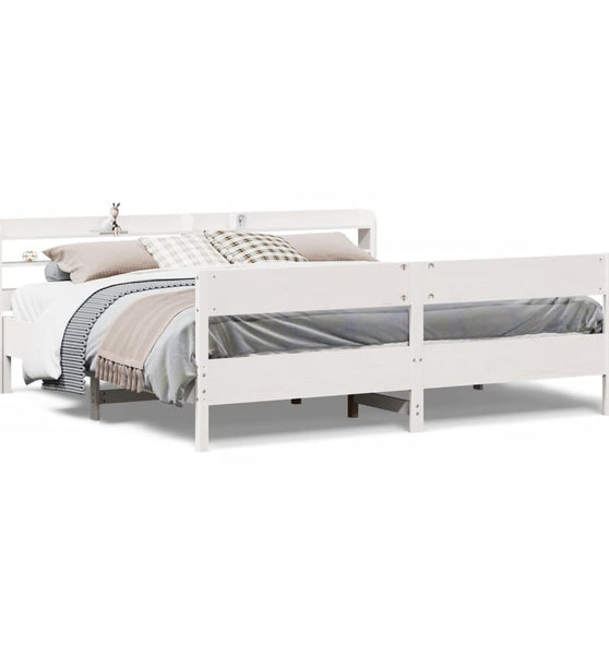 Massivholzbett ohne Matratze Weiß 180x200 cm Kiefernholz