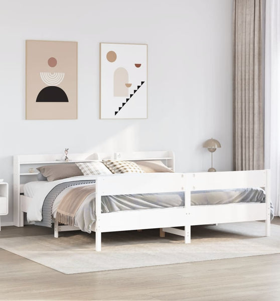 Massivholzbett ohne Matratze Weiß 180x200 cm Kiefernholz