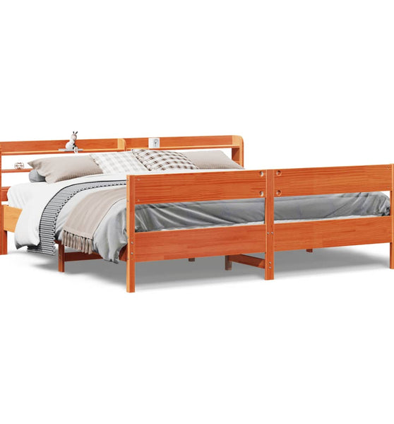 Massivholzbett ohne Matratze Wachsbraun 180x200 Kiefernholz